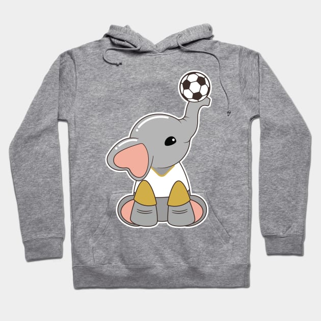 Elephant as Soccer player with Soccer ball Hoodie by Markus Schnabel